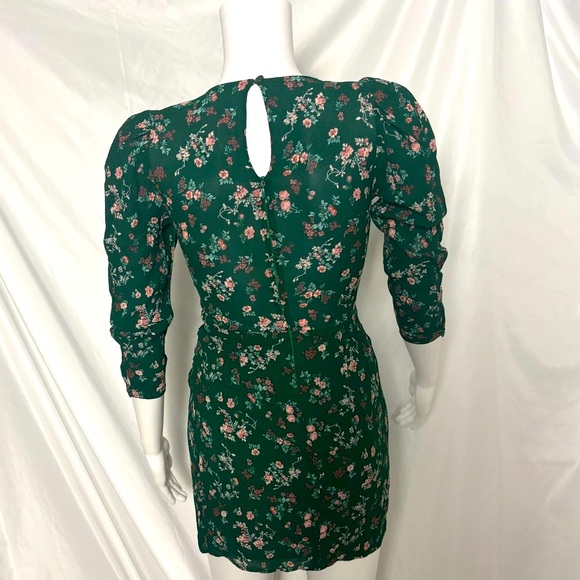 🌿 Reformation Juni Mini Dress | Size 4 | Deep Green Floral Long Sleeve - Picture 5 of 10